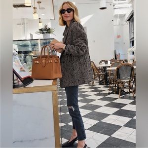 Anine Bing Fishbone Blazer Black and Off White XS